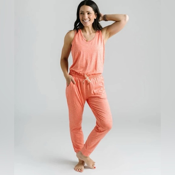 ZYIA Jumpsuit Women's Size‎ Medium Coral Orange One-Piece Buttery-Soft Stretch - Picture 3 of 15